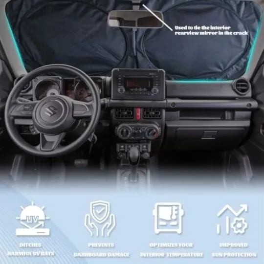 Car Front Window Sun Shield Cool Cartoon Halloween 59"L x 31.5"W Funny Zombie