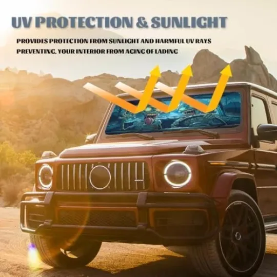 Car Front Window Sun Shield Cool Cartoon Halloween 59"L x 31.5"W Funny Zombie