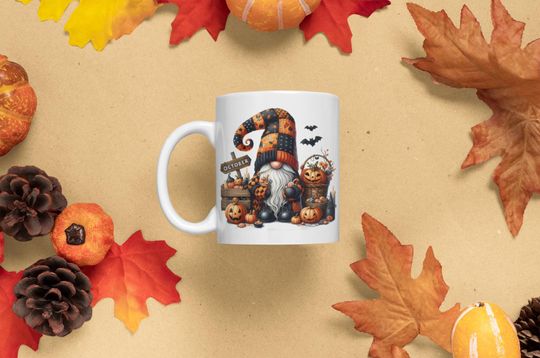 Ceramic Mug, October Halloween Cute Spooky Gnome Mug