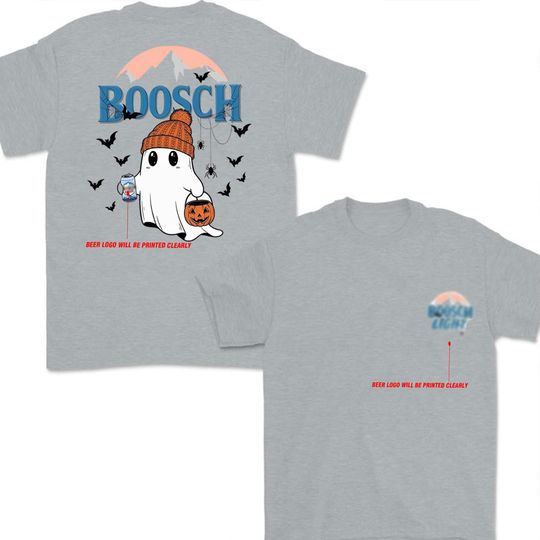 Boosh Ghost Halloween T-Shirt Two-Sided Beer and Pumpkin Design