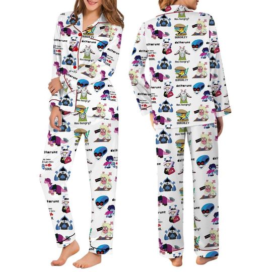 Deltarune Pixel Art Pajama Set with Retro Gaming Tee for Adults
