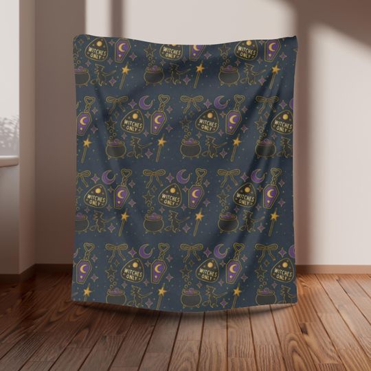 Witchy Arctic Fleece Blanket: Cozy Halloween Throw, Fall Couch Decor