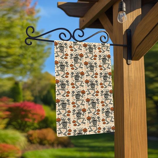 Anti Trump Halloween Garden Flag: Funny Skeleton Pumpkin, Liberal Fall Decor