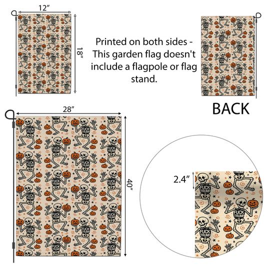 Anti Trump Halloween Garden Flag: Funny Skeleton Pumpkin, Liberal Fall Decor