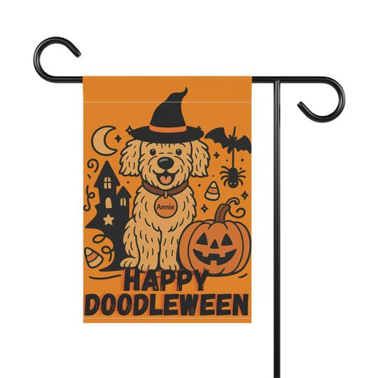 Personalized Halloween Goldendoodle Garden Flag , Fall Doodle Decor