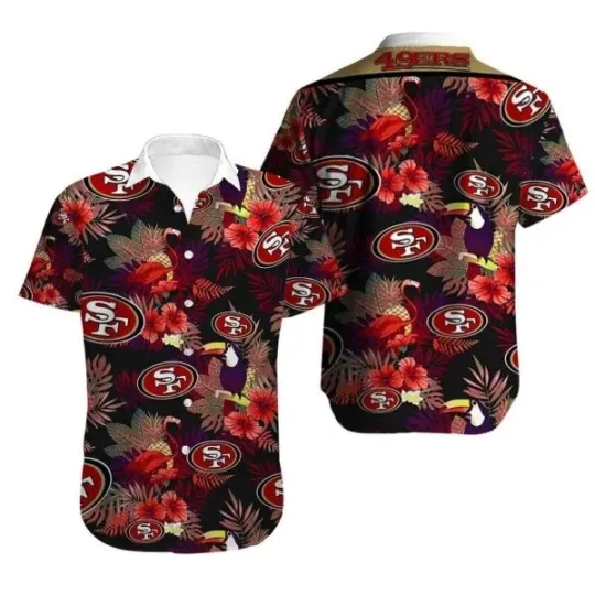 San Francisco Football Hawaiian Shirt Tropical Pattern, Gift for Fan