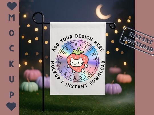 Halloween Garden Flag Mockup: Pastel Pumpkins