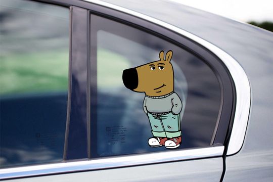 Dog Chill Guy Meme Peek Window Vinyl Decal