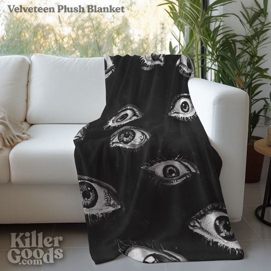 Evil Eye Woven Blanket: Vintage Horror Occult Decor