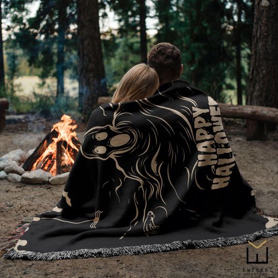 Halloween Woven Blanket: Custom Ghost Throw, Fall Decor
