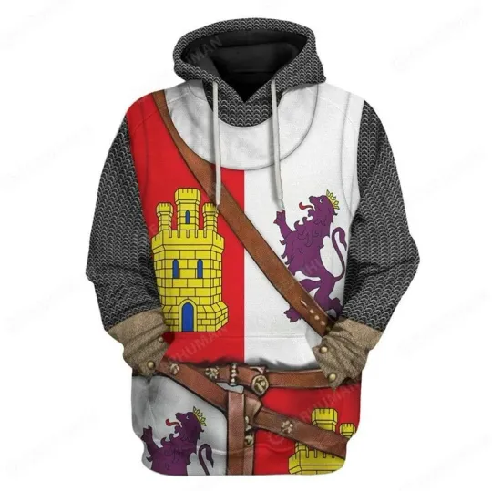 Knights Templar 3D Print Hoodie - Retro Pullover Casual Sweatshirt