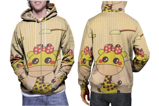 Cute Giraffe 3D Zip Hoodie Fullprint Polyester