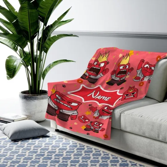 Disney Inside Out Anger Emotions Red Customize Fleece Blanket