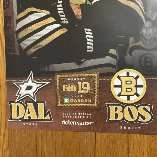 Boston Bruins Game Day Poster Brad Marchand 1000 Games 2-19-2024 vs Dallas Stars