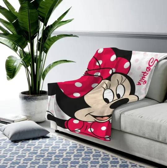 Disney Minnie Mouse Big Graphic Looking Back Customize Fleece Blanket