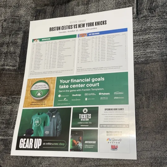 Boston Celtics 2024 Banner Night Game Poster NBA Champions Jayson Tatum