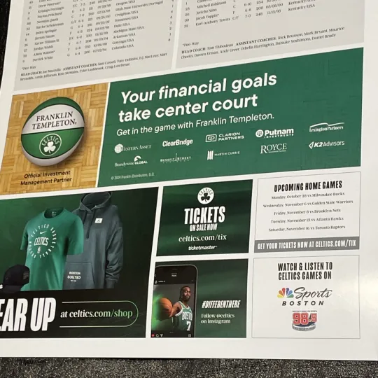 Boston Celtics 2024 Banner Night Game Poster NBA Champions Jayson Tatum