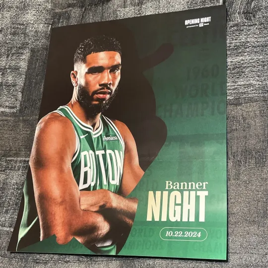 Boston Celtics 2024 Banner Night Game Poster NBA Champions Jayson Tatum