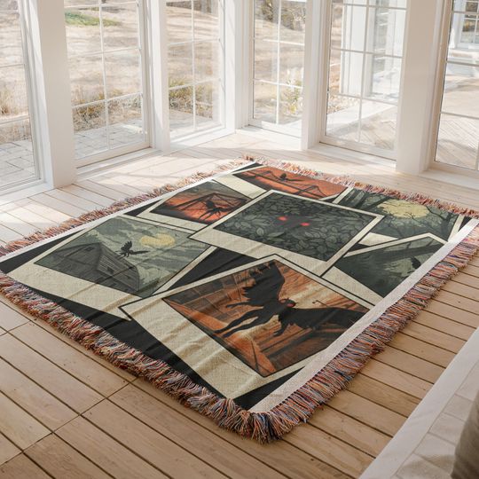 Mothman Woven Blanket: Cryptid Gothic Home Decor Tapestry