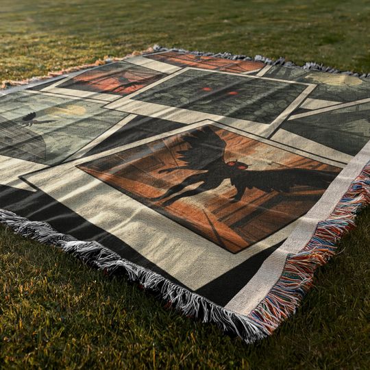 Mothman Woven Blanket: Cryptid Gothic Home Decor Tapestry