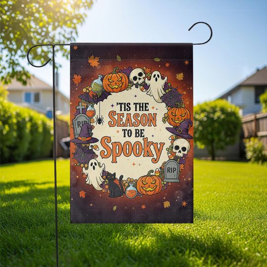 Halloween Garden Flag: Spooky Ghost, Pumpkin, Witch - Fall Yard Decor