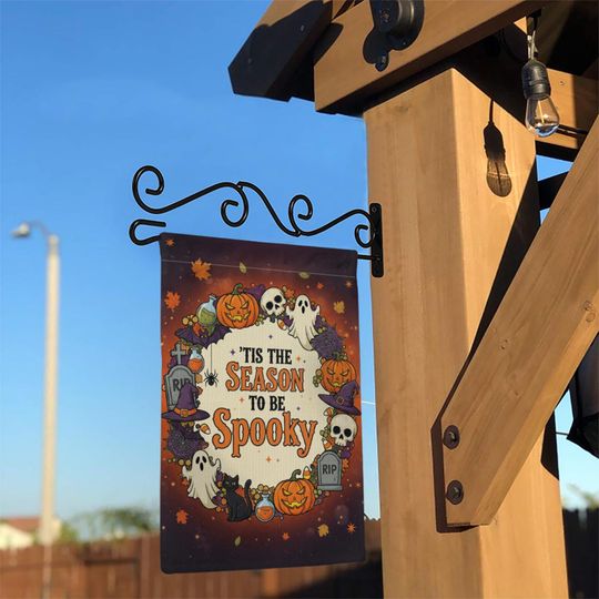 Halloween Garden Flag: Spooky Ghost, Pumpkin, Witch - Fall Yard Decor