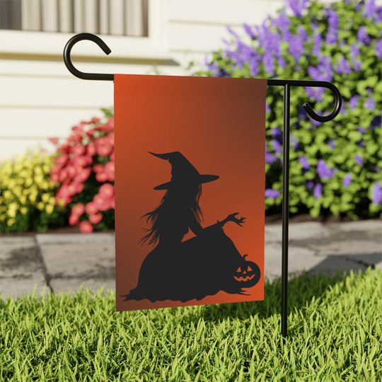 Halloween Garden Flag, Witch Decor, Fall Outdoor Decoration