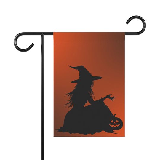 Halloween Garden Flag, Witch Decor, Fall Outdoor Decoration