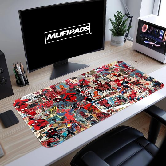 Spiderman Gaming Desk Mat, Comic Book Design