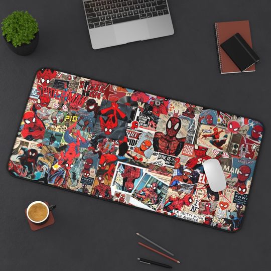 Spiderman Gaming Desk Mat, Comic Book Design
