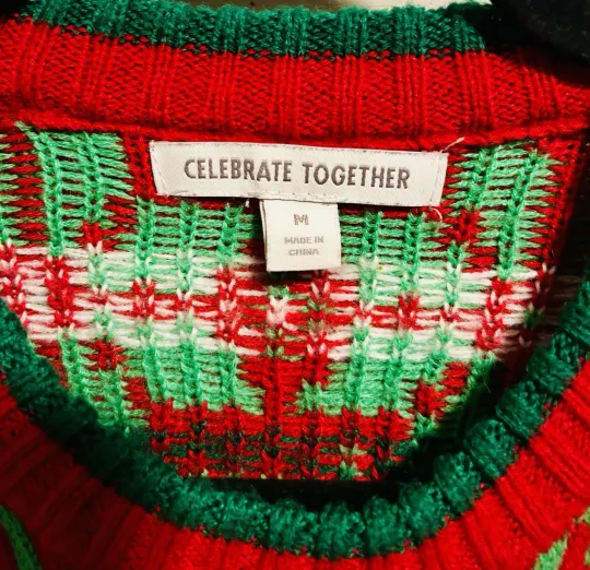 Ugly Christmas Sweater Llama Pipe 3D Pom Pom Lights Medium Celebrate Together