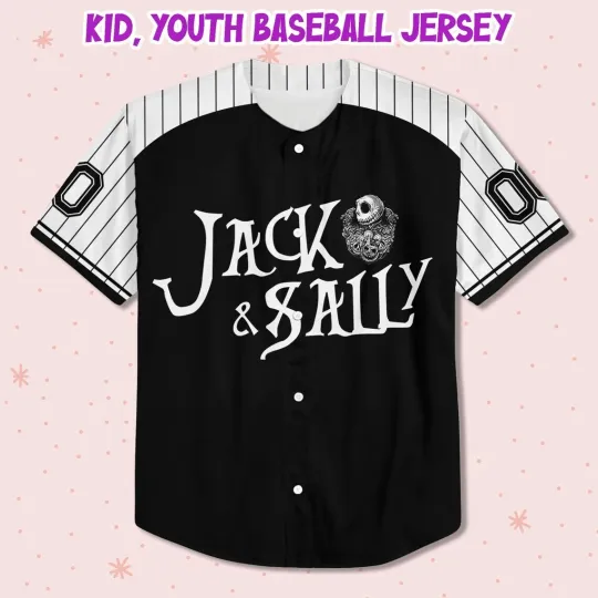 Custom Nightmare Before Christmas Jack and Sally Baseball Jersey Matching Outfit
