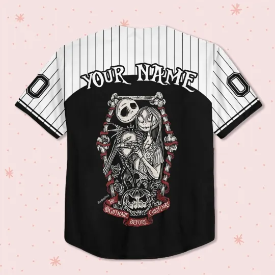 Custom Nightmare Before Christmas Jack and Sally Baseball Jersey Matching Outfit