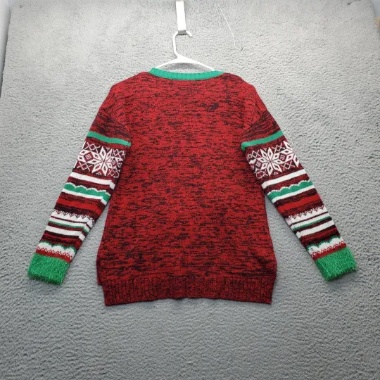 Ugly Christmas Sweater Womens Small Multicolor Rudolph Reindeer Snowflake Sequin