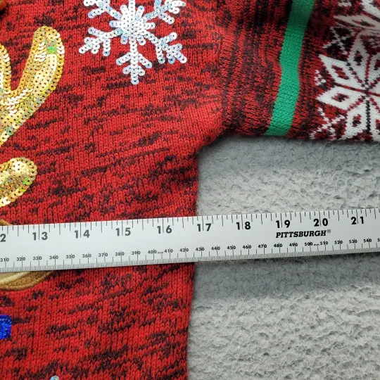 Ugly Christmas Sweater Womens Small Multicolor Rudolph Reindeer Snowflake Sequin