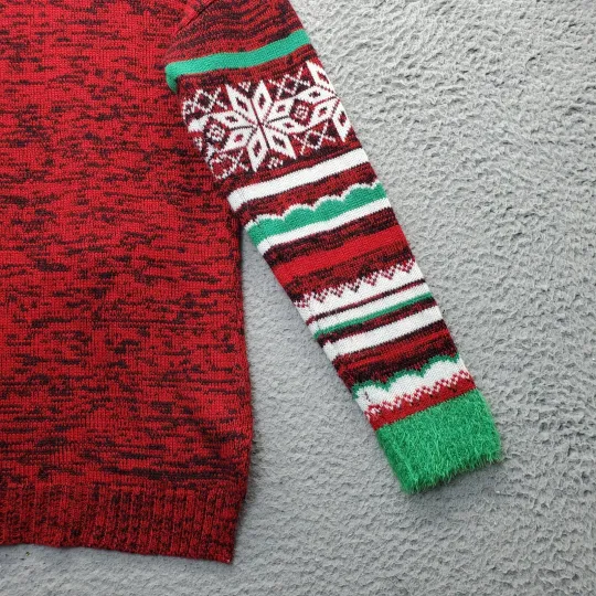 Ugly Christmas Sweater Womens Small Multicolor Rudolph Reindeer Snowflake Sequin