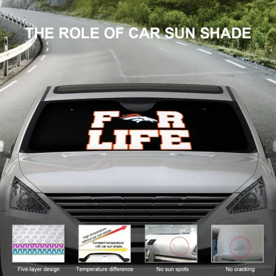 Denver Broncos Car Windshield Sunshade For Life Car Front Window Black Sunshade