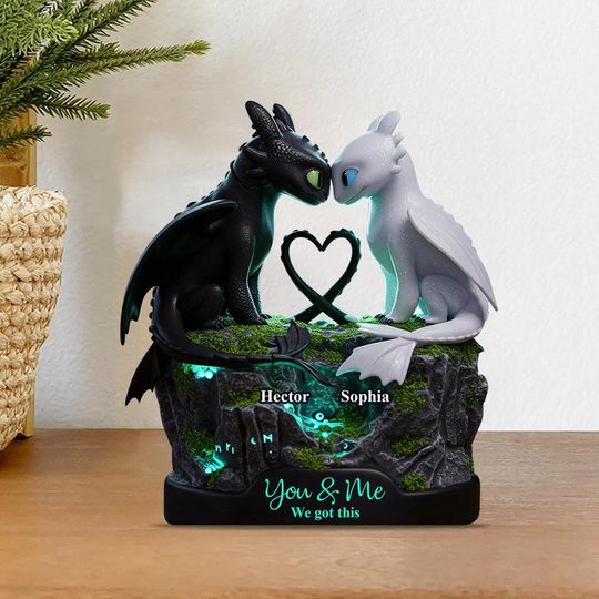 Personalized Dragon Couple Flat Acrylic Plaque, Magical Couple Anniversary Plaque, How To Train Decor Plate, Gift for Him Her