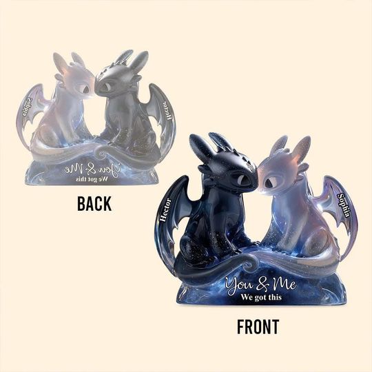 Personalized Dragon Couple Flat Acrylic Plaque, Magical Couple Anniversary Plaque, How To Train Decor Plate, Gift for Him Her