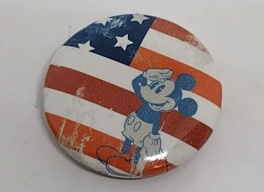 Patriotic Mickey Mouse Saluting Disney Badge Button Pin