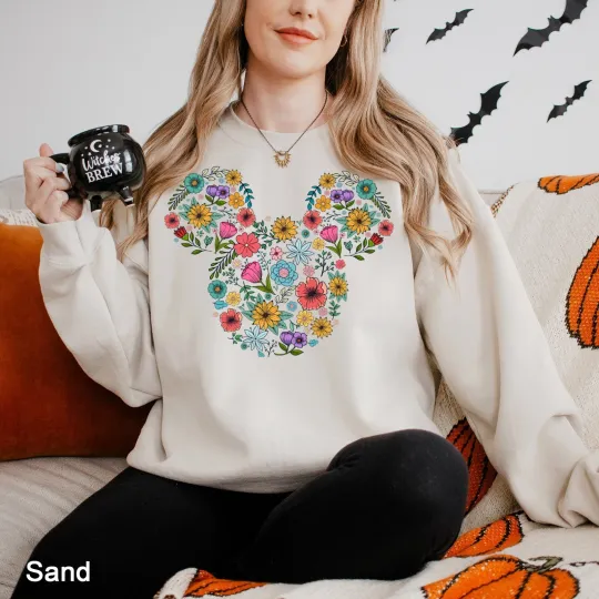 Disney Floral Mickey Head Sweatshirt