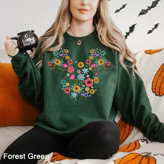 Disney Floral Mickey Head Sweatshirt