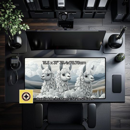 Kawaii Cloud Llamas Oversized Mouse Pad