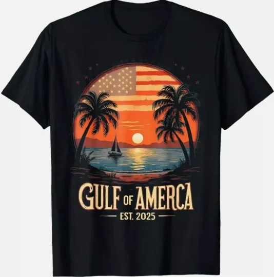 Gulf Of US America Est 2025 Retro Vintage Beach T-Shirt