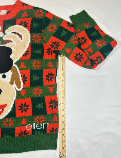 Ellen Ugly Christmas Reindeer Knit Pullover Sweater Size Medium M
