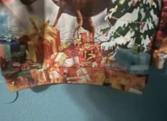 Gun Cat Riding Dinosaur Ugly Christmas Sweater .New