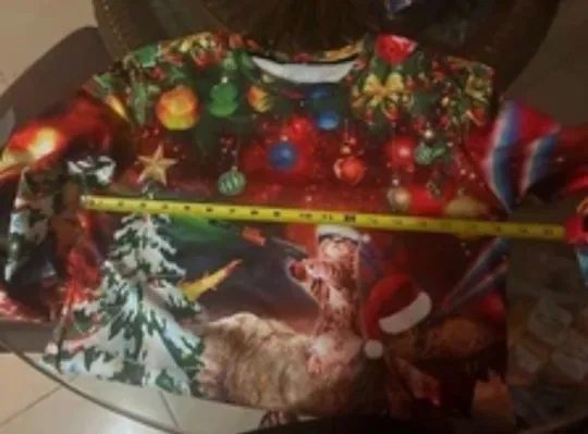 Gun Cat Riding Dinosaur Ugly Christmas Sweater .New