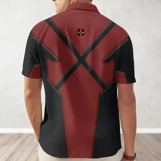 Disney Marvel Deadpool And Wolverine Deadpool Cosplay Halloween Hawaiian Shirt