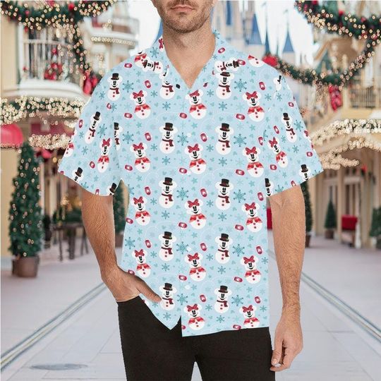 Mickey Snowman Hawaiian Shirt