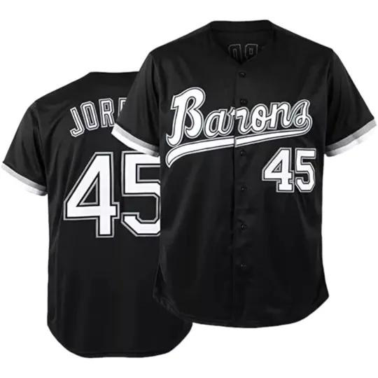 Tocament Birmingham Barons Michael Jordan 45 Baseball Jersey Black or White